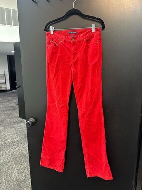 Ralph Lauren Vibrant Red Corduroy Straight-Leg Pants